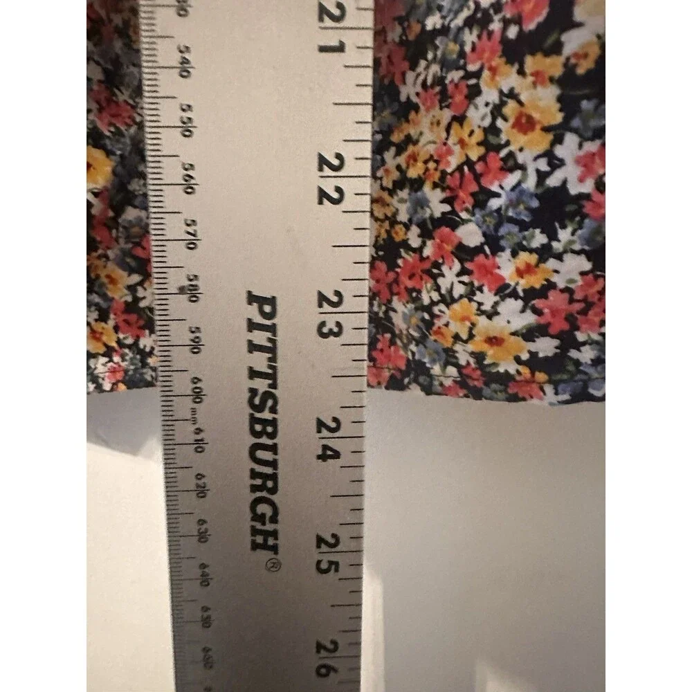 Old Navy Floral Print Puff Sleeve Pink Green White Large Babydoll Top Casual